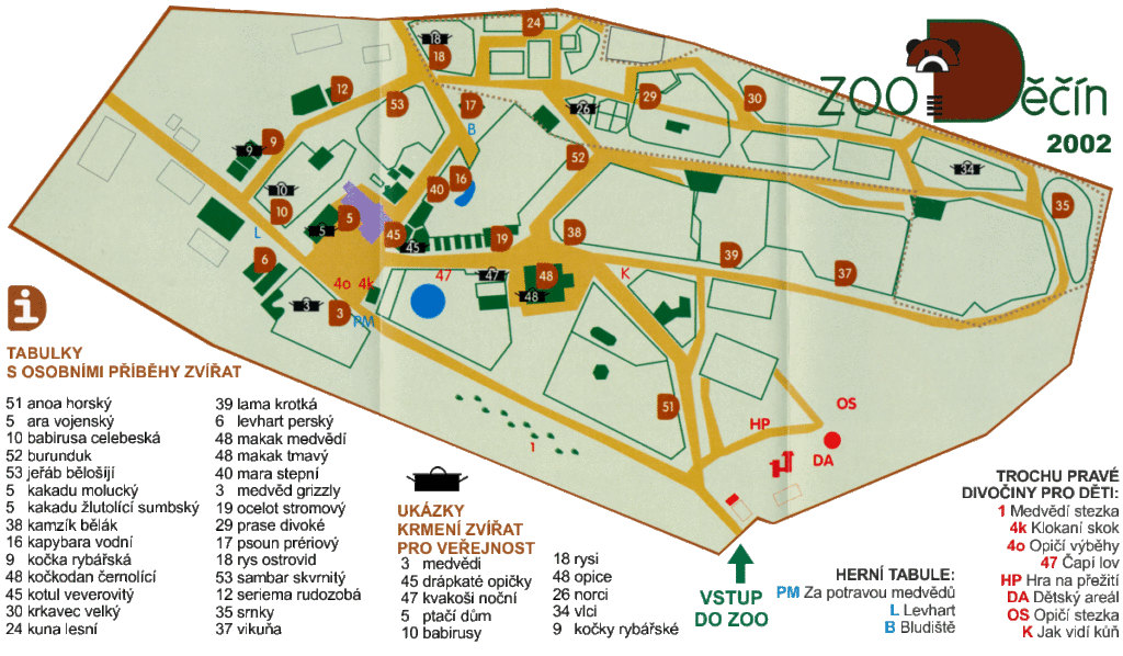 Mapa Děčínské Zoo